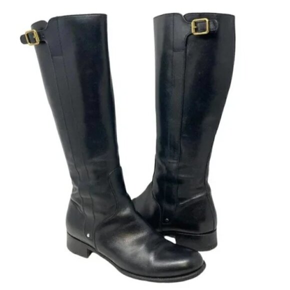 Rupert Sanderson London Black Leather Knee-High Riding Boots - Size 8.5 - Picture 1 of 11